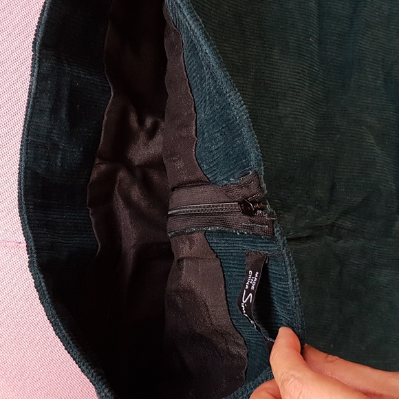 New Embroidered Mini Teal Corduroy Skirt - Picture 7 of 17